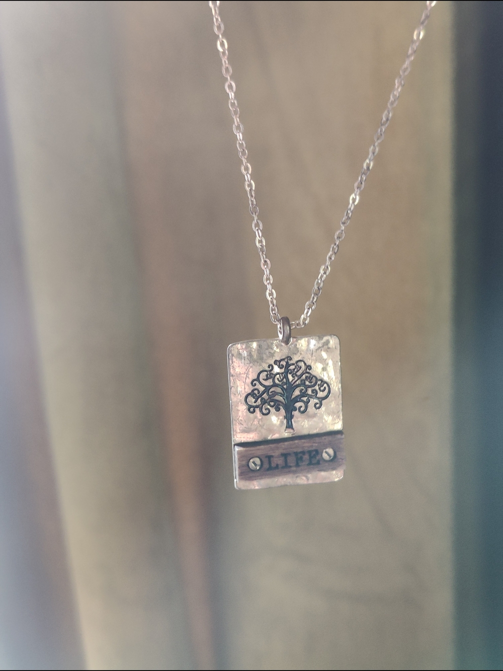 Silver 'Life' Tree Pendant Necklace